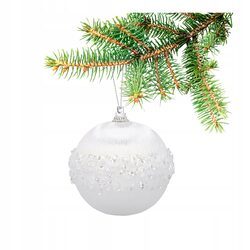 BOMBKA CHOINKOWA XXL 8 cm biała z lśniącymi koralikami duża bombka ozdobna