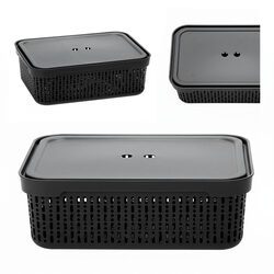 Koszyk organizer czarny 30x20 cm z pokrywką plastikowy do szuflady