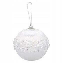 BOMBKA CHOINKOWA XXL 8 cm biała z lśniącymi koralikami duża bombka ozdobna