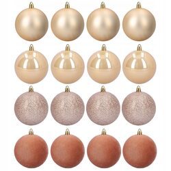 Bombki choinkowe zestaw 16 szt 6 cm złote brązowe nietłukące plastikowe