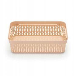 Koszyk organizer beżowy 18x12 cm plastikowy koszyczek do łazienki na biurko