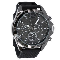 Zegarek męski czarny pasek silikonowy na prezent dla taty męża w pudełku