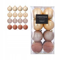 Bombki choinkowe zestaw 16 szt 6 cm złote brązowe nietłukące plastikowe