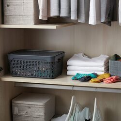 Koszyk organizer szary 30x20x12 cm pojemnik plastikowy z pokrywką