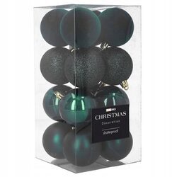 Bombki choinkowe mix 4 wzory zielone 6 cm zestaw 16 sztuk mat połysk