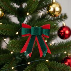 Kokardy na choinke zielone zawieszki świąteczne zestaw 3 sztuki stroik