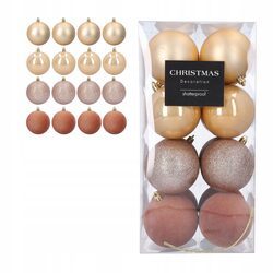 Bombki choinkowe duże 8 cm złote beżowe zestaw 16 sztuk nietłukące mix