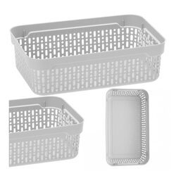 Koszyk organizer szary 22x14,5 cm plastikowy pojemnik ażurowy do szuflady
