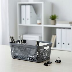 Koszyk organizer 30x20x12 cm szary plastikowy ażurowy pojemnik do szuflady