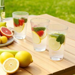 Szklanki do napojów 300ml wysokie zestaw 3 szt ryflowane do wody i soku