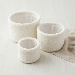 Pudełka do przechowywania zestaw x3 kremowe okrągłe pluszowe organizery