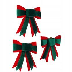Kokardy na choinke zielone zawieszki świąteczne zestaw 3 sztuki stroik