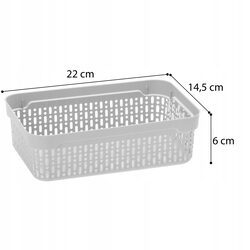 Koszyk organizer szary 22x14,5 cm plastikowy pojemnik ażurowy do szuflady