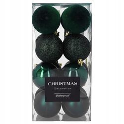 Bombki choinkowe mix 4 wzory zielone 6 cm zestaw 16 sztuk mat połysk