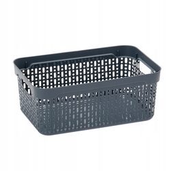 Koszyk organizer szary 30x20x12 cm pojemnik plastikowy z pokrywką