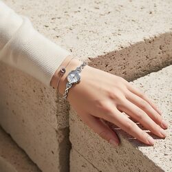 ZEGAREK DAMSKI Z BRANSOLETKĄ biżuteryjny komplet srebrny stalowy dla żony