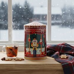 POJEMNIK ŚWIĄTECZNY PUSZKA ozdobna na cukierki z muzyką pozytywka duża