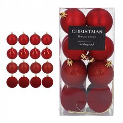 Bombki choinkowe małe 5 cm czerwone zestaw 16 sztuk nietłukące ozdoby