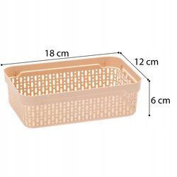 Koszyk organizer beżowy 18x12 cm plastikowy koszyczek do łazienki na biurko