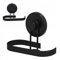 Uchwyt na papier toaletowy na przyssawkę czarny metalowy bez wiercenia loft