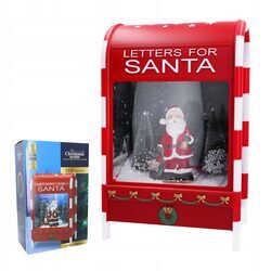 SKRZYNKA NA LISTY świąteczna dekoracja 40cm Mikołaj led muzyka śnieg usb