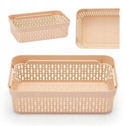 Koszyk organizer beżowy 18x12 cm plastikowy koszyczek do łazienki na biurko