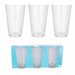 Szklanki do napojów 300ml wysokie zestaw 3 szt ryflowane do wody i soku