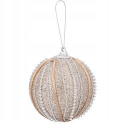 BOMBKA CHOINKOWA XXL 8 cm złota z perełkami brokatowa duża bombka ozdobna