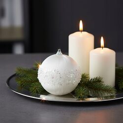 BOMBKA CHOINKOWA XXL 8 cm biała z lśniącymi koralikami duża bombka ozdobna