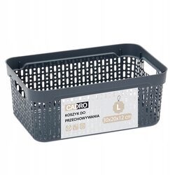 Koszyk organizer 30x20x12 cm szary plastikowy ażurowy pojemnik do szuflady