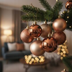 Bombki choinkowe zestaw ozdób brązowe miedziane 6 cm 16 sztuk nietłukące