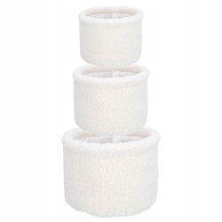 Pudełka do przechowywania zestaw x3 kremowe okrągłe pluszowe organizery