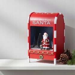 SKRZYNKA NA LISTY świąteczna dekoracja 40cm Mikołaj led muzyka śnieg usb