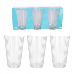 Szklanki do napojów 300ml wysokie zestaw 3 szt ryflowane do wody i soku