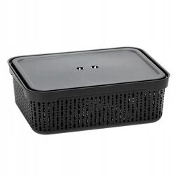 Koszyk organizer czarny 30x20 cm z pokrywką plastikowy do szuflady