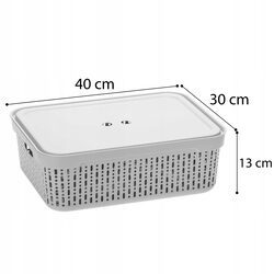 Koszyk organizer jasny szary 40x30x13 cm pojemnik z pokrywką