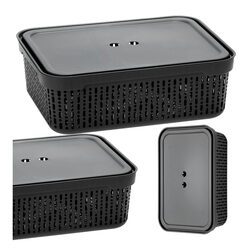 Koszyk organizer czarny 30x20 cm z pokrywką plastikowy do szuflady
