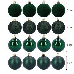 Bombki choinkowe mix 4 wzory zielone 6 cm zestaw 16 sztuk mat połysk