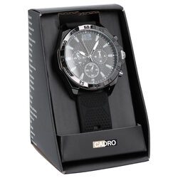 Zegarek męski czarny pasek silikonowy na prezent dla taty męża w pudełku