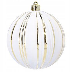 Bombka choinkowa biało złota 8 cm dekorowana ozdoba na choinkę duża