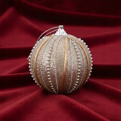 BOMBKA CHOINKOWA XXL 8 cm złota z perełkami brokatowa duża bombka ozdobna