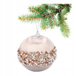 BOMBKA CHOINKOWA 10 cm szampańska baza z błyszczącymi cekinami ozdoba