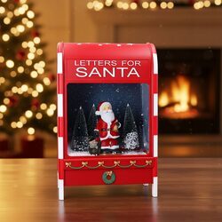 SKRZYNKA NA LISTY świąteczna dekoracja 40cm Mikołaj led muzyka śnieg usb