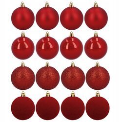 Bombki choinkowe nietłukące czerwone zestaw 16 sztuk 6 cm plastikowe