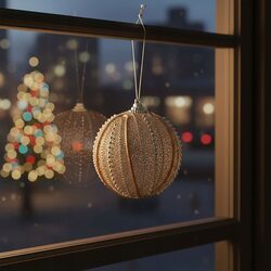 BOMBKA CHOINKOWA XXL 8 cm złota z perełkami brokatowa duża bombka ozdobna