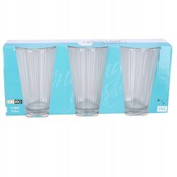 Szklanki do napojów 300ml wysokie zestaw 3 szt ryflowane do wody i soku