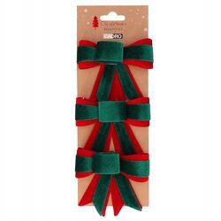 Kokardy na choinke zielone zawieszki świąteczne zestaw 3 sztuki stroik