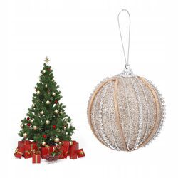 BOMBKA CHOINKOWA XXL 8 cm złota z perełkami brokatowa duża bombka ozdobna