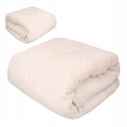 KOC 160x200 kremowy naturalny z mikrofibry gładki miękki dwustronny ciepły