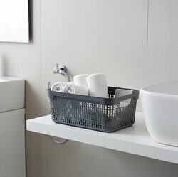 Koszyk organizer 30x20x12 cm szary plastikowy ażurowy pojemnik do szuflady